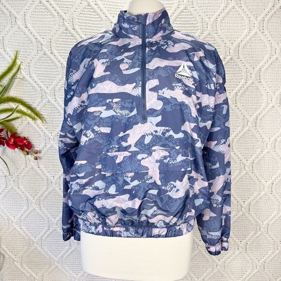 REEBOK | Blue Camouflage Windbreaker Pullover Jacket | Top - Picture 2 of 14